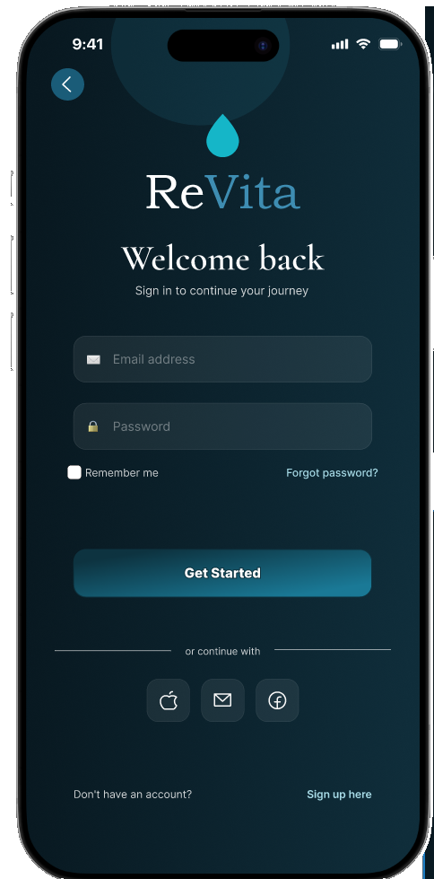ReVita app login screen